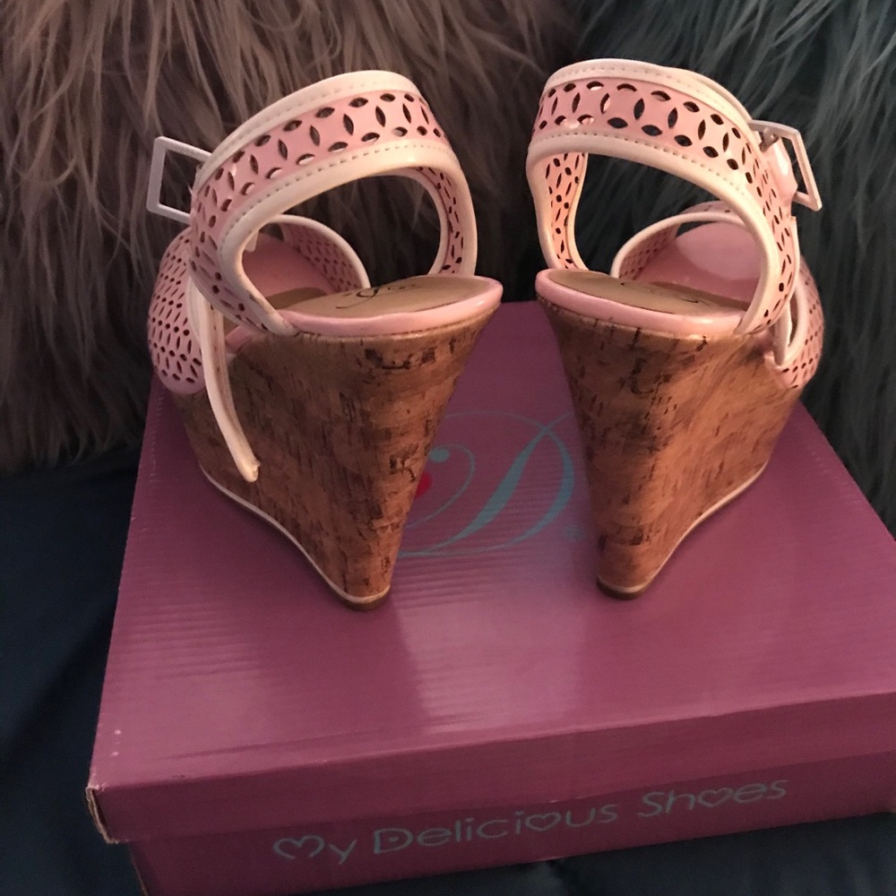 Pink pat and leather sandals